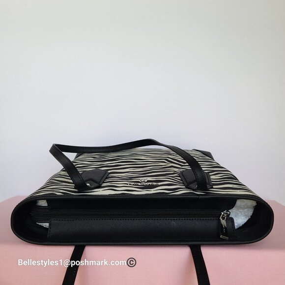 MICHAEL KORS Eva Small Nylon Tote with Animal Print- Black Multi 🎈$98. - Picture 11 of 16